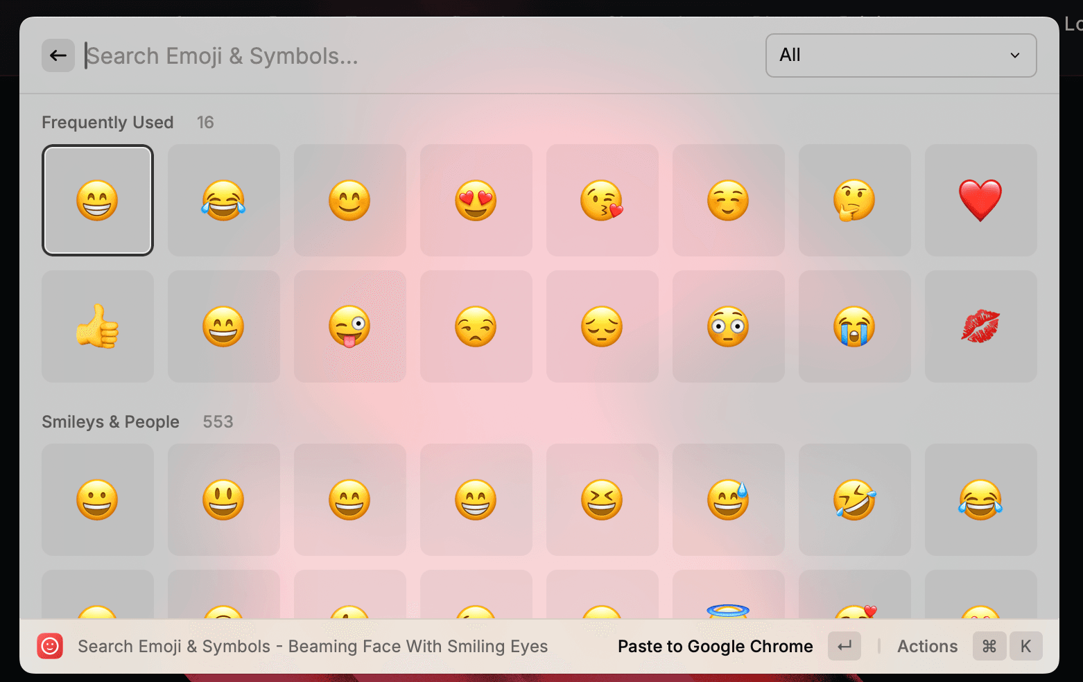 Raycast - Search Emoji & Symbols 모습